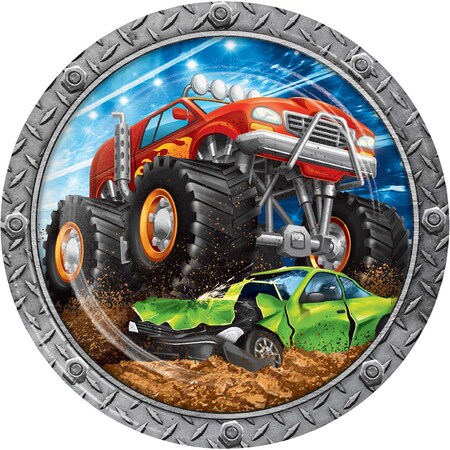 Creative Converting Monster Truck Paper Plates, 9", 96PK 339802